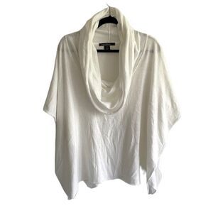 LOVE STITCH Cowl Neck Oversized Poncho Sweater Wool Angora Ivory One Size